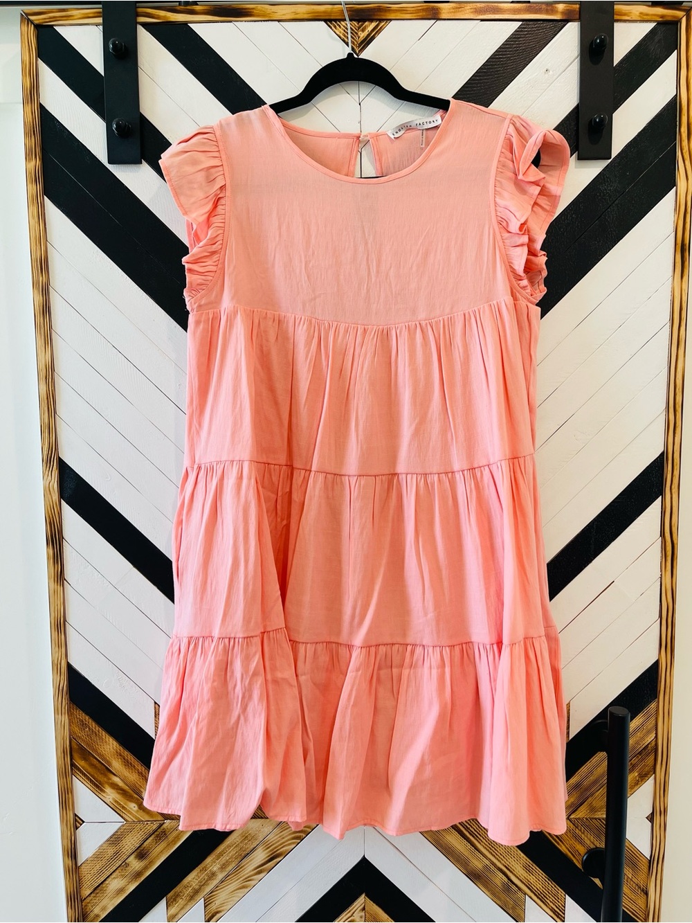 English Factory Pink Tiered Ruffle Sleeve Dress